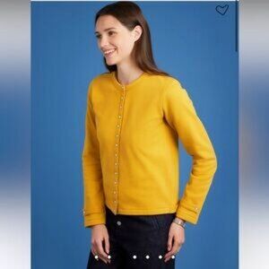 Womens Agnes B Mustard Yellow Snap Button Cardigan Sweater 3 (42) US/10